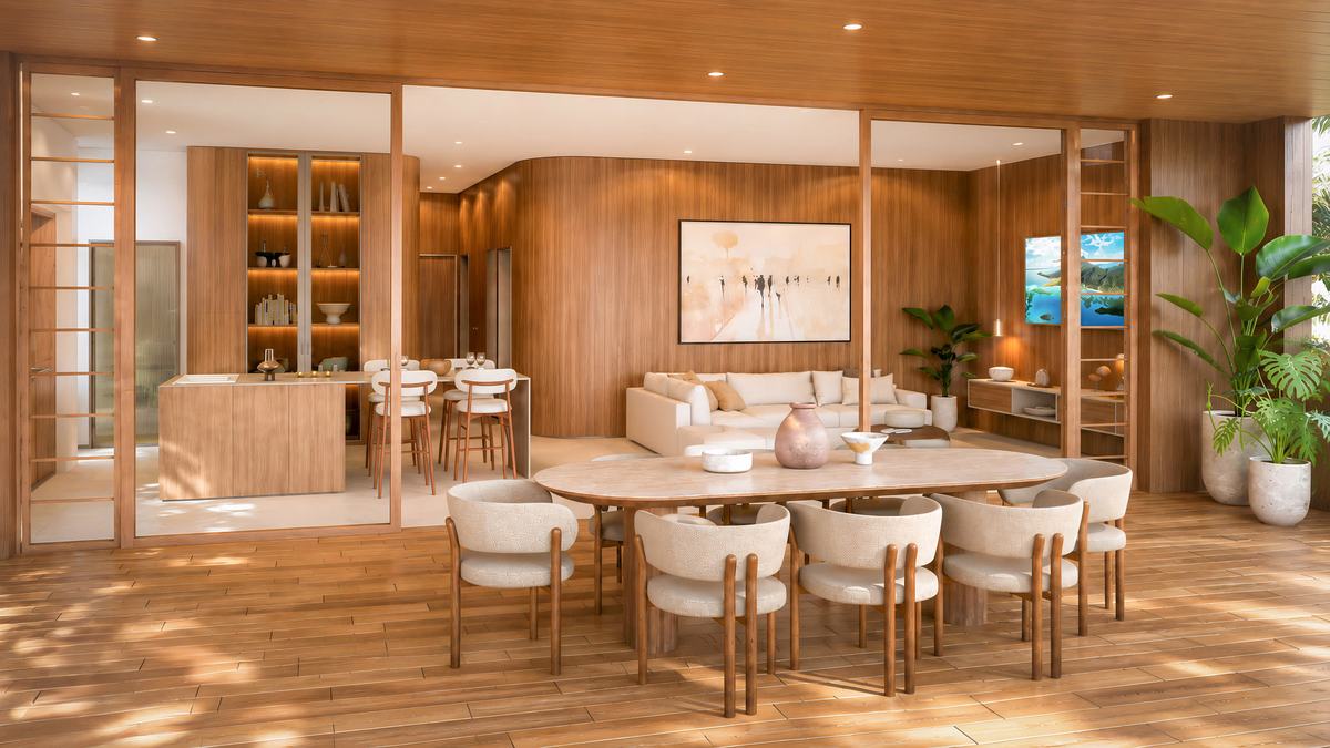 Salle à manger d'une résidence famille — perspective 3D